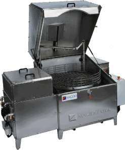 lid open X53/2 Series L103 Dual Stage Top Load Parts Washer with Rotary Basket