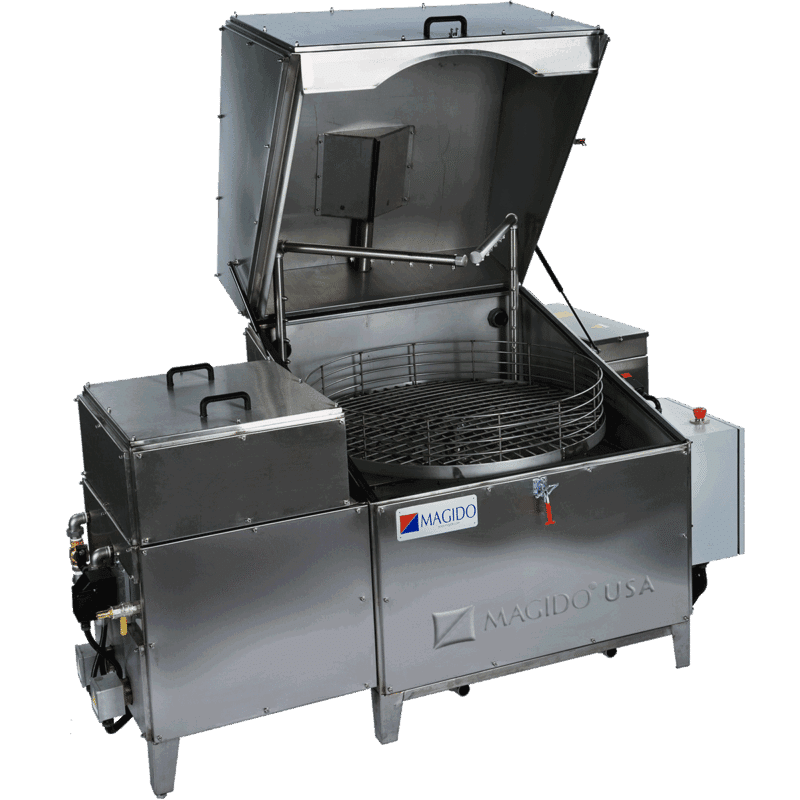 lid open X53/2 Series L103 Dual Stage Top Load Parts Washer with Rotary Basket