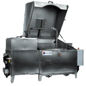 lid open X53/2 Series L103 Dual Stage Top Load Parts Washer with Rotary Basket