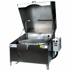 lid open X51 Series L122 Top Load Spray Cabinet Aqueous Parts Washer