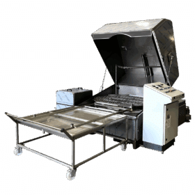 removable loading rack in front lid open X51/2 Series L153 top loading dual stage rotary jet-spray parts washer