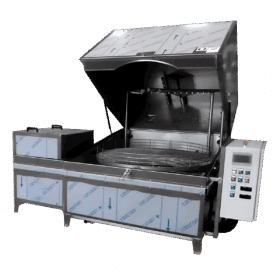 lid open X51/2 Series L123 top loading dual stage rotary jet-spray parts washer