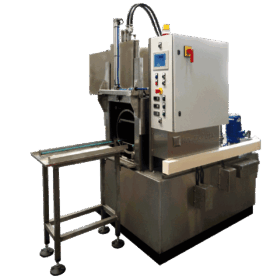 loading table with front open of P600 Front Load Rotary Immersion Parts Washer