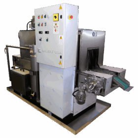 corner view Silver Series S200 In-Line Belt Conveyor Parts Washer