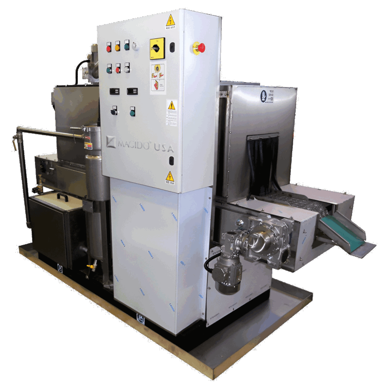 corner view Silver Series S200 In-Line Belt Conveyor Parts Washer